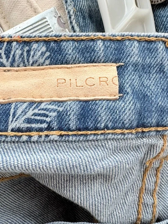 Anthropologie Pilcro Ultra High Rise Denim Shorts Button Fly Floral - Picture 6 of 10